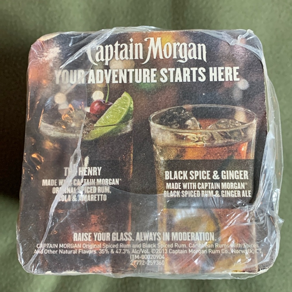 NIP Captain Morgan 4 x 4 cardboard coasters.  125 count.